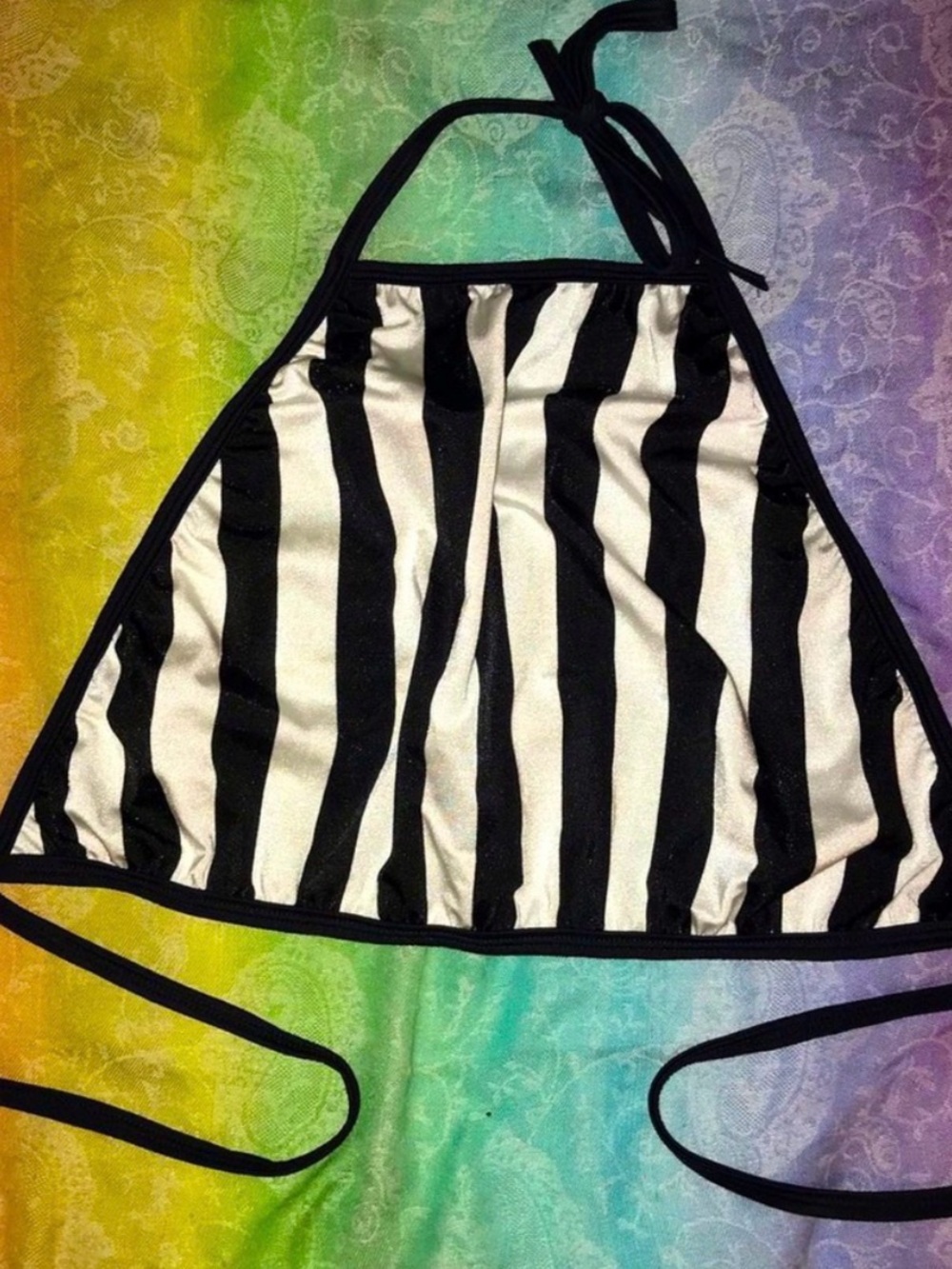 Halloween Striped Black and White Crop Top